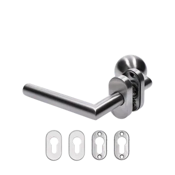 Dveřní kování KOVIAN, s.r.o. Kľučka (L) + guľa (otočná), vrátane rozety, brúsená AISI304