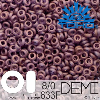 Korálek Korálky TOHO Demi Round 8/0. Barva 633F Matte Color - Transparent Gold Luster - Amethyst. Balení 5g