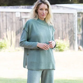 Dámská vesta Blancheporte Pulovrová vesta se stojáčkem, 		z hladkého úpletu světlá khaki 54