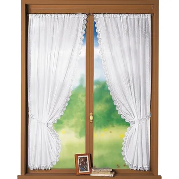 Záclona Blancheporte Záclona s krajkou macramé, sada 1 pár bílá 90x160 cm