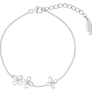 Náramek Stříbrný náramek se zirkony - květy - AP537-8896