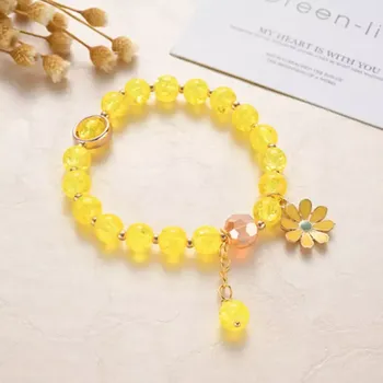 Náramek Korálkový náramek na gumičce - SEDMIKRÁSKA - Žlutá (Značka: MEITU)