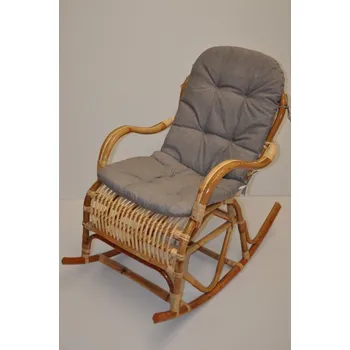 Křeslo Axin Trading1 Houpací křeslo Klasik ratan semambo natural - polstr šedý melír