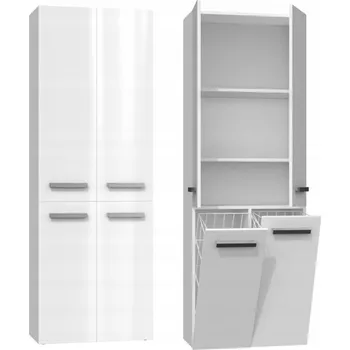 Šatní skříň Koupelnová skříňka NEL DD 2K 60 cm - bílý lesk