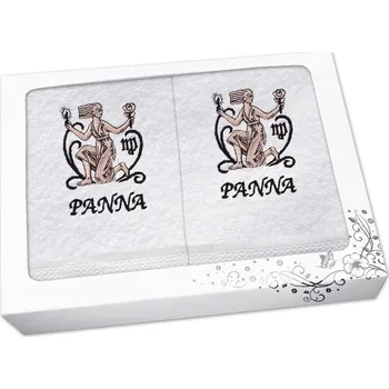 Ručník Luxusní dárková sada ručník + osuška Znamení Panna bílá/hnědá