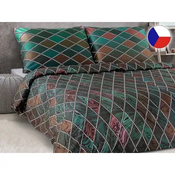 Povlečení Luxusní povlečení satén 70x90, 140x200 GEON Symetrie petrol