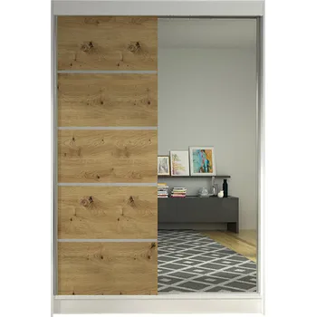 Šatní skříň Šatní skříň LINO III šířka 120 cm - bílá/dub artisan