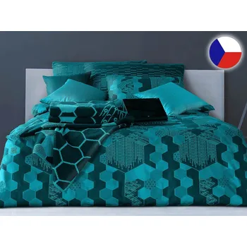 Povlečení Damaškové povlečení EXCELLENT 2x 70x90, 240x220 STAR Matrix azurově modrý