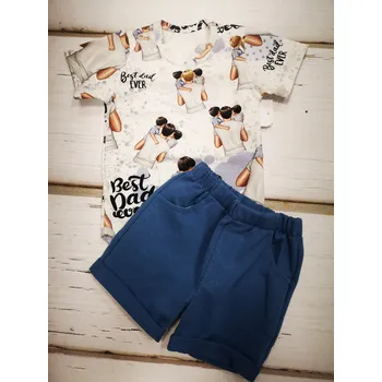 Dino Dini Chlapecký komplet body s 3d potikem a kraťasy 21556 modré Rozměr: 80