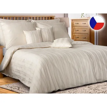 Povlečení Damaškové povlečení EXCELLENT 220x200, 2x 70x90 GEON Krajková linie krémová