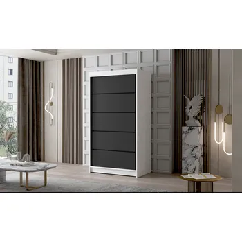 Šatní skříň Velká šatní skříň LIVIO IV 100 cm Bílá/Černá