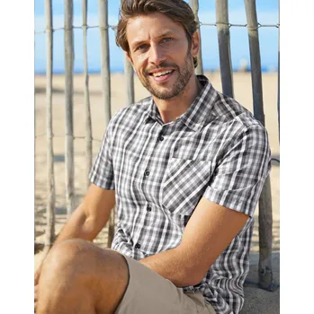 Dámská košile Blancheporte Kostkovaná košile s krátkými rukávy šedá 45/46