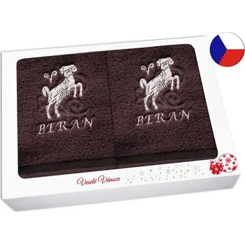 Ručník Vánoční dárková sada ručník + osuška Znamení Beran hnědá/hnědá