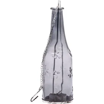 Casa de Engel Závěsný skleněný svícen - šedé barvy - tvar láhve