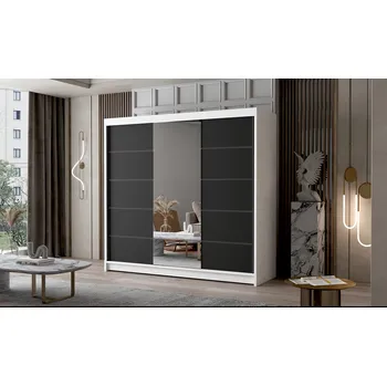 Šatní skříň Velká šatní skříň PALERMO VI 200 cm Bílá/Černá