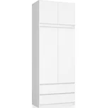 Šatní skříň s nadstavbou S90 2 dvířka 2 zásuvky bílá