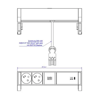 BACHMANN Systém DESK 2, 2x zásuvka CZ, zdroj 60W (USB C), černý (902.982) - 19.07.0161