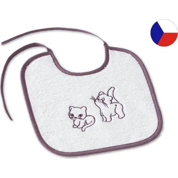 Bryndák Dětský bryndák LOTA 25x25 Kočičky bílá/tmavě fialová 350g