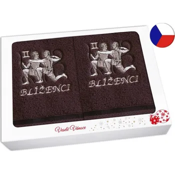 Ručník Vánoční dárková sada ručník + osuška Znamení Blíženci hnědá/hnědá