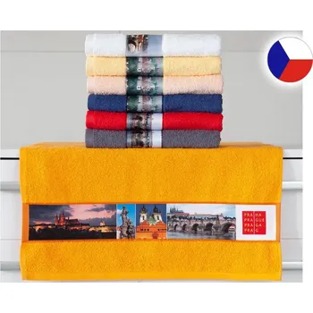 Bytový textil Froté ručník 50x100 NORA TISK 450g PRAHA mozaika oranžová
