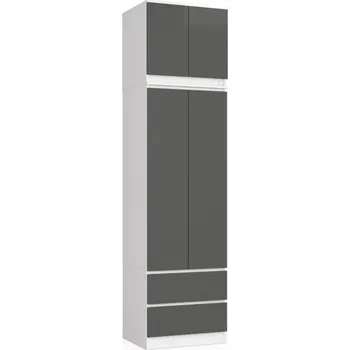 Šatní skříň Šatní skříň s nástavbou S60 2D 2SZ CLP, bílá/šedá