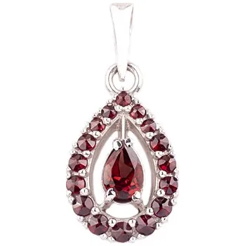 Přívěsek granát - stříbrný přívěsek - kapka (1046) povrchová úprava: zlacené