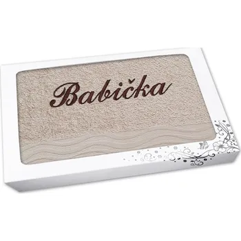 Dárkové balení ručníku BABIČKA béžový