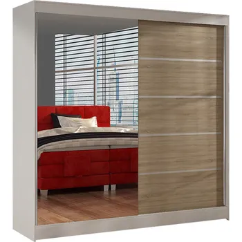 Šatní skříň Šatní skříň BASTI III šířka 200 cm - bílá/dub sonoma