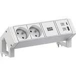 BACHMANN Systém DESK 2, 2x zásuvka CZ, zdroj 22W (USB A+C), bílý/stříbrný + bílé moduly (937.408) - 19.07.0410