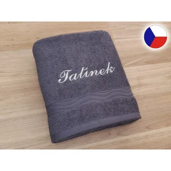 Ručník Ručník s výšivkou TATÍNEK 50x100 tmavě šedý