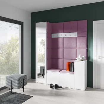 Šatní skříň Předsíňová stěna AMI 29 - se zrcadlem Fialová Bílá