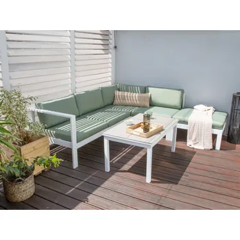 Zahradní sestava Sada venkovních povlaků potahů na polštáře zelená polyester vodoodpudivé UV ochrana se zipem Beliani