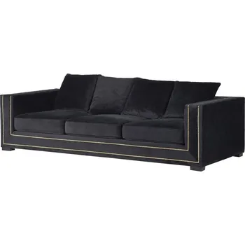 Sedací souprava Luxusní černá sedačka Elody 250cm samet