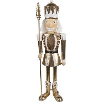 Bytová dekorace Zlatá antik kovová dekorace socha Louskáček - 11*9*36 cm