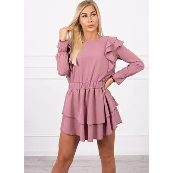 Dámské šaty Dámské šaty se svislými volány 16095 tmavě růžové - Kesi one size