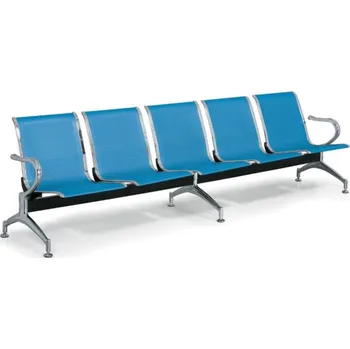 Kovová lavice do čekáren STRONG, 5-sedák, modrá