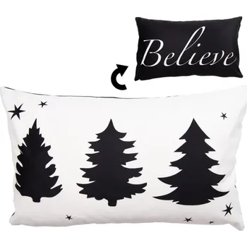 Dekorativní polštářek Černo-bílý oboustranný povlak na polštář Black &amp; White X-Mas – 30x50 cm