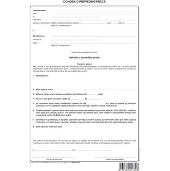 Tiskopis Optys 1136 Dohoda o provedení práce A4 1list