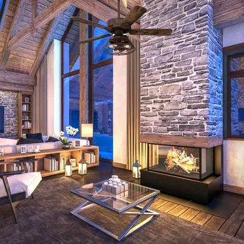 Lampička Stropní ventilátor Westinghouse Barnett, dřevěný - Délka přívodu 15 cm, Ø motoru 29 cm, prodlužovací tyč o délce 10 cm tmavé dřevo 3 x 4 W LED - Doprava zdarma