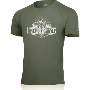 Pánské tričko FANG pánské merino triko s tiskem černé - Zelená 6262 / XL / Zelená