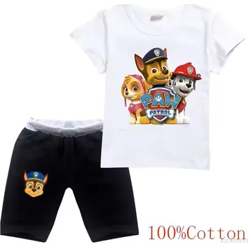 Tlapková patrola Letní souprava pro kluky - tričko + kraťasy "Tlapková patrola" Barva: Černé kraťasy + bílé tričko, Velikost: 110
