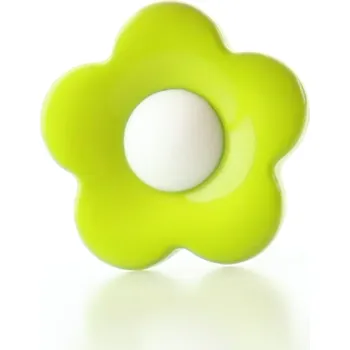 Knoflík Pro Háčkování Knoflík kytka 17 mm, světle zelený s bílou