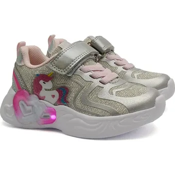 Dívčí obuv Dívčí blikající boty American Club 229/24 jednorožec stříbrné Velikost: 26