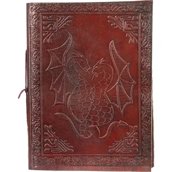 Umělecký papír Kožený zápisník Draci - úzký, ruční výroba, Sittar mini