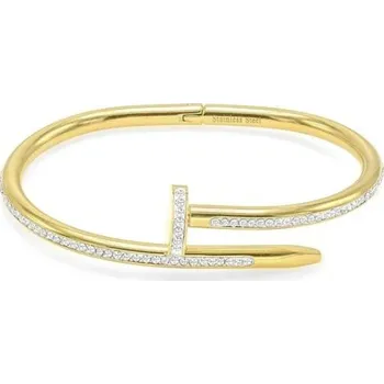 Náramek Prosperk Náramek hřebík ocelový s krystalky zlatý S5408