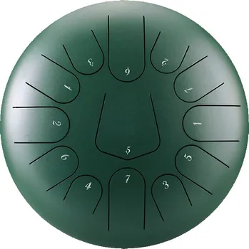Bicí nástroj Hütermann Tongue drum - 12' (30cm), 13 tónů, C-dur - Malachie, slitina titanu a oceli, s příslušenstvím