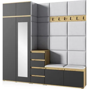 Šatní skříň Předsíňová stěna AMI 33 se zrcadlem Modrá Grafit