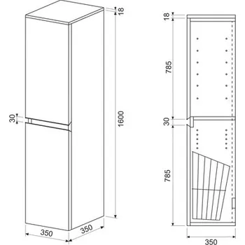 Koupelnový nábytek Koupelnová skříňka vysoká Intedoor TRENTA hnědá 35 x 161,8 x 35 cm TRE SV 35 L K S A2496
