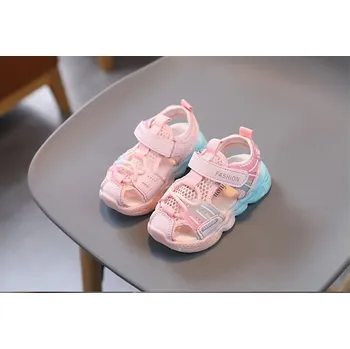 Dětská sálová obuv Letní dětské sandálky se zapínáním na suchý zip Barva: Růžová, Velikost EUR: 27