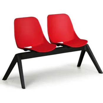 B2B Partner Plastová lavice do čekáren MONOSHELL, 2-sedák, červená